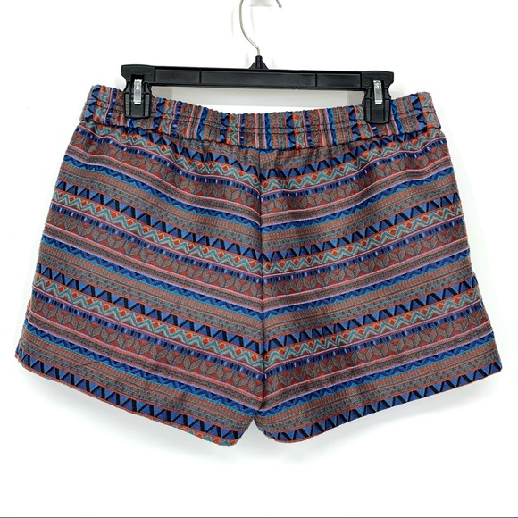 J. Crew Boho Tribal Striped Multi Thick Shorts Orange Blue Multi Like New Size 4 - Picture 3 of 13